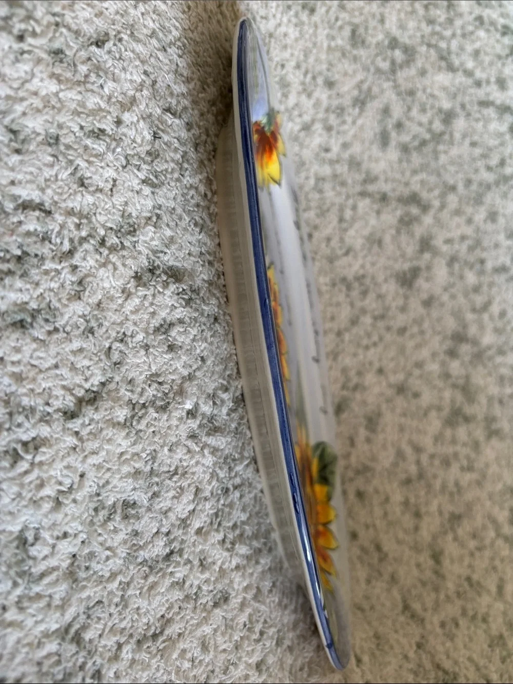 Hand-Painted Ceramic Sunflower Oval Serving Platter NWT 11.5x7”